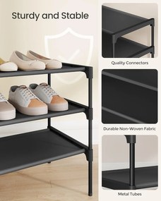 3-poschodový stojan na topánky 29,7 x 62,3 x 53,5 cm, čierny