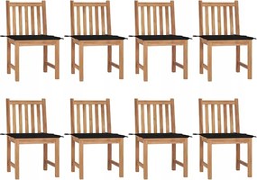 vidaXL Záhradné stoličky 8 ks s podložkami tíkový masív