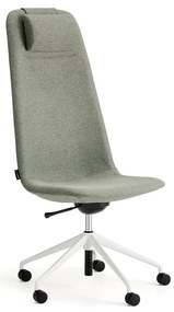 Stolička LANGLEY, vysoký sedák, s kolieskami, biela/zelenošedá