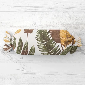 Biante Vankúš valec bonbon Sandra SA-540 Hnedo-zelené listy na bielom 15x60 cm