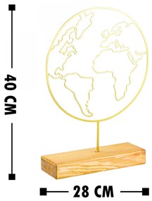 Kovová dekorácia World 40 cm zlatá