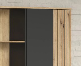 Závesná vitrína na stenu Esteban, antracit/dub evoke