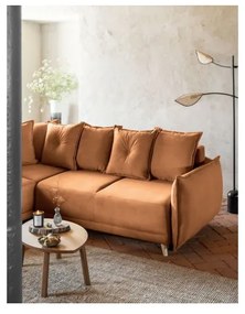 Menčestrová rozkladacia rohová pohovka v tehlovej farbe (variabilná) Lazy Lukka – Miuform