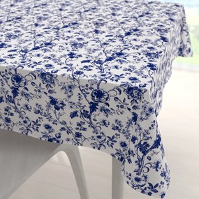 Biante Bavlnený štvorcový obrus Sandra SA-639 Modré kvety na bielom 80x80 cm