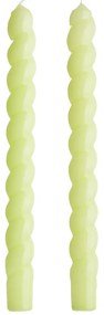 TWISTED Sada lesklých sviečok 2 ks 25,5 cm - zelená