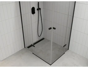 Mexen Roma Duo, sprchovací kút 90 (dvere) x 80 (dvere) cm, 6mm číre sklo, čierny profil, 854-090-080-70-00-02