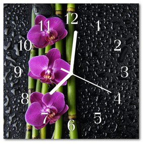 Nástenné sklenené hodiny Orchidea 30x30 cm