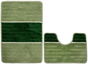 Sada kúpeľňových koberčekov COMO zelená / krémová, pruhy