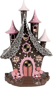 Hnedo-ružová svietiaca perníková chalúpka Gingerbread House - 16*13*26 cm / 3*AA