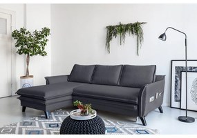 Antracitovosivá rozkladacia rohová pohovka Miuform Charming Charlie, ľavý roh