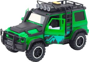 LEAN Toys Sada terénneho vozidla s prívesom a motorkou Svetlá, zvuky Zelená