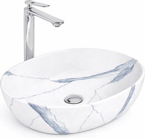 LIGNANO-M || Umývadlo na dosku, keramika, biela, mramor, oválna