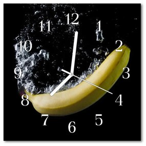 Nástenné sklenené hodiny Banán 30x30 cm