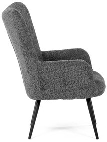 Autronic - Křeslo "ušák", potah šedá látka, nohy černý kov. - AK-W1206 GREY2