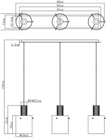Globo 15904-3H - Luster na lanku TULIVAR 3xE27/40W/230V šedá