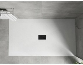 Mexen Hugo, obdĺžniková sprchová vanička SMC 150 x 100 cm, biela, čierna krytka, 42101015-B