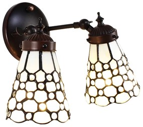Nástenná lampa Tiffany s bielymi tienidlami Panne - 30*23*23 cm E14/max 2*25W