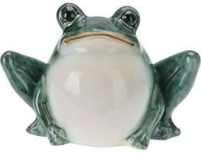 Záhradná dekorácia Žaba sediaca, porcelán, 13 x 9 x 7,5 cm
