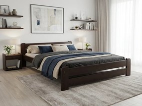 Posteľ Laura 140 x 200 cm, orech Rošt: S lamelovým roštom, Matrac: Matrac DELUXE 10 cm