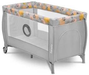 Lionelo - Cestovná postieľka STEFI PLUS ružovo-žltá