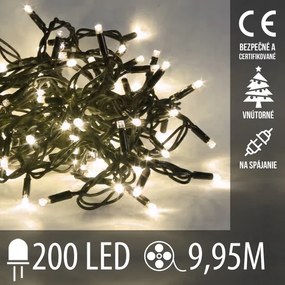 Vianočná led svetelná reťaz na spájanie vnútorná - 200led - 9,95m teplá biela