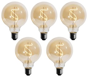 Sada 5 ks E27 Stmievateľná LED žiarovka so špirálovým vláknom G95 4W 270lm 2700K