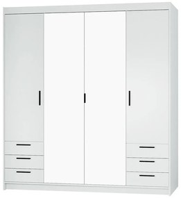 Skriňa Elena 4D 6S biela/zrkadlo