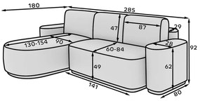 Svetlosivá ženilková rozkladacia/s úložným priestorom rohová pohovka (pravý roh/s leňoškou) Aurumm – ELTAP