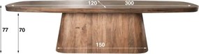 Jedálenský stôl XXL 20-28 Arcadia 300x120cm Drevo Hnedá Acacia  - Komfort-nábytok