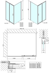 Polysan Polysan, Easy Line obdĺžniková sprchová zástena 1100x1000mm L/P varianta, EL1115EL3415
