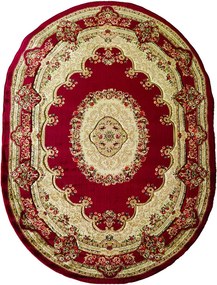 Oválny koberec Adora 5547 RED – červená farba, vzorovaný Rozmer: 200x290 cm