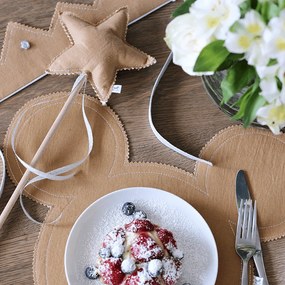 Ľanová kúzelná palička karamelová so striebrom