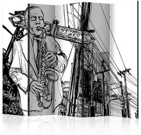 Paraván - Saxophone recital on Broadway II [Room Dividers] Veľkosť: 225x172, Verzia: Akustický