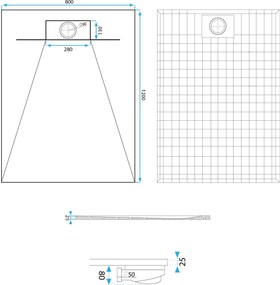 Rea Bazalt, SMC obdĺžniková sprchová vanička 120x80 cm, čierna, REA-K3305