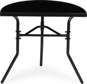 MultiGarden Polkruhový sklenený stolík na balkón a terasu - čierny MultiGarden