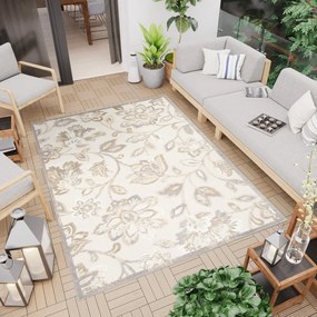 Krémový terasový koberec so vzorom kvetov Šírka: 80 cm | Dĺžka: 150 cm
