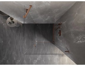 Mexen Lunar-B, pravostranný výklopný sprchový kút 100 x 100 cm, 8mm číre sklo, profil medená matná, 832-100-100-65-00-P