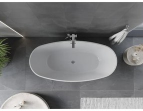 Mexen Olea, voľne stojaca vaňa, vzor, 170 × 80 cm, biela-čierna, chrómový prepad, 52821708075-01