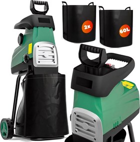 Záhradný štiepkovač/drvič DIOX+2x 60l vrece, 3100W čierna/zelená Gardebruk