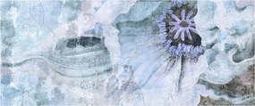 Obraz - Kvetinová freska na tehlovej stene (120x50 cm)