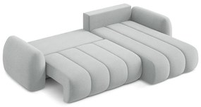 Svetlosivá rozkladacia/s úložným priestorom rohová pohovka z textílie buklé (pravý roh/s leňoškou) Pele – Makamii