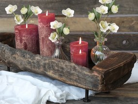 Červená široká sviečka Rustic pillar red - Ø 10*25cm/ 150h