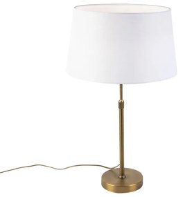 Bronzová stolová lampa s ľanovým tienidlom biela 35cm - Parte