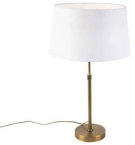 Stolná lampa bronzová s tienidlom z ľanu biela 35 cm - Parte
