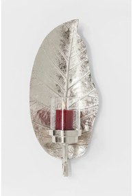 Nástenný kovový svietnik v striebornej farbe Kare Design Leaf