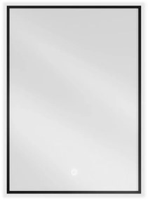 Mexen Erma, LED kúpeľňové zrkadlo s podsvietením a čiernym rámom 50x70 cm, 6000K, ochrana proti zahmlievaniu, 9814-050-070-611-70