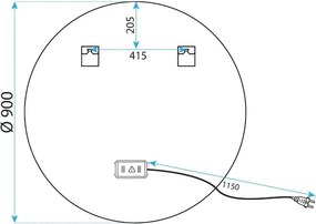 Rea Rea, nástenné LED zrkadlo, okrúhle, zlatý lesklý rám, 90cm, HOM-02504