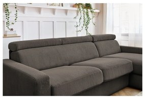 Sivo-hnedá menčestrová rozkladacia rohová pohovka (variabilná) Monaco – Bobochic Paris