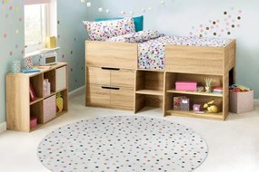 Detský koberec protišmykový BAMBINO 47890 Bodky, biely / hnedý kruh