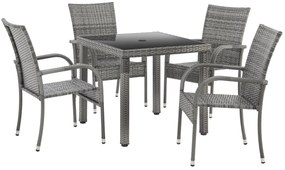 5dielny záhradný jedálenský ratanový set BestBerg Capri BBRF-17785G / sivá